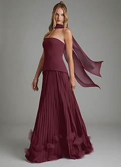 Azazie Alex Brautjungfernkleider A-Linie Korsett Chiffon Kleid Cabernetrot image4