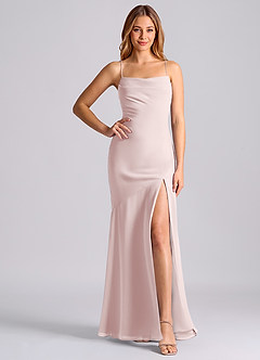 Azazie Grata 신부 들러리 드레스 인어 주름진 쉬폰 바닥 길이 드레스 image6