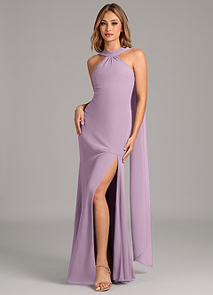 Azazie Kinsley Vestidos de damas de honor Vestido de Glicinia de Gasa de Corte Sirena con Plisado image4