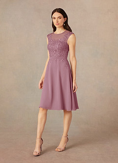 Azazie Klaus Mère de la mariée Robes Robe Trapèze en Mousseline de soie Paillettes Scoop Mauve Vintage image4