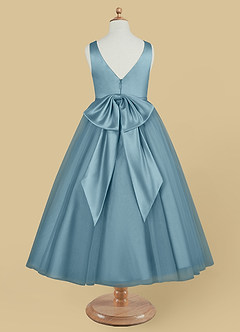 Azazie Marybell Robe Demoiselle D'honneur Fillette Robe Trapèze en Tulle Arc Bleu Maussade image6