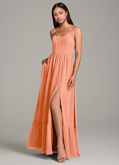 Azazie Kailee Bridesmaid Dresses Sunset A-Line with Pockets Chiffon Dress image4