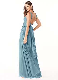 Azazie Dionne Brautjungfernkleider A-Linie Korsett Chiffon Kleid Stimmungsvolles Blau image5