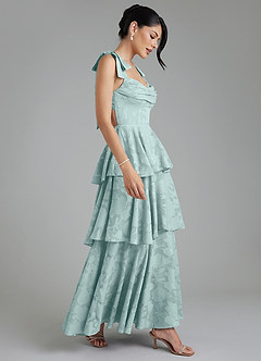 Azazie Jude Robes de demoiselle d'honneur Robe Trapèze en Blumen-Burnout Décolleté en cœur Brume image8