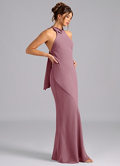 Azazie Velli Bridesmaid Dresses Vintage Mauve Mermaid Bow Chiffon Dress image4