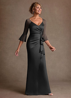 Azazie Nampa Klänningar till brudens mor Klä Tubklänning i Maska Plisserad Svart image4