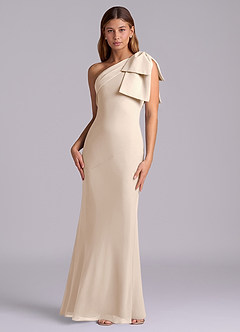 Azazie Yuanna 신부 들러리 드레스 인어 한쪽 어깨 쉬폰 바닥 길이 드레스 image4