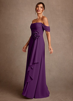 Azazie Amherst Abiti per la Madre della Sposa Abito A-Line in Chiffon a Spalla Scoperta Uva image4