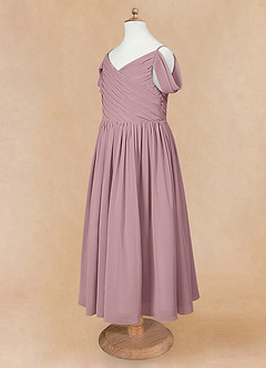 Azazie Chelle Flower Girl Dresses Dusty Rose A-Line Pleated Chiffon Dress image8