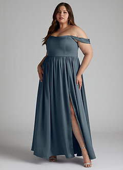 Azazie Morana Bridesmaid Dresses Twilight A-Line Off the Shoulder Stretch Satin Convertible Dress image12