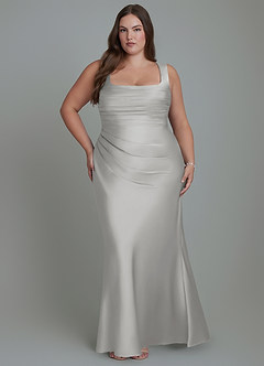 Azazie Agustina Bridesmaid Dresses Silver Mermaid Corset Stretch Satin Dress image7
