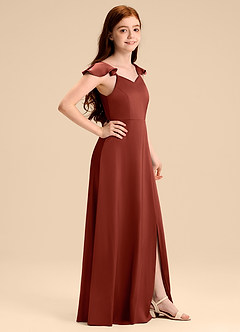 Azazie Everett Junior Klä av A-Line i Stretch Satin Rosett image3