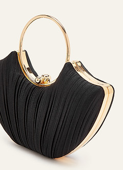 front Satin Pleated Fan-Shaped Handbag