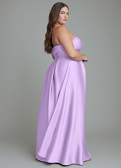 Azazie Lucienne Bridesmaid Dresses Lilac A-Line Strapless Stretch Satin Convertible Dress image15