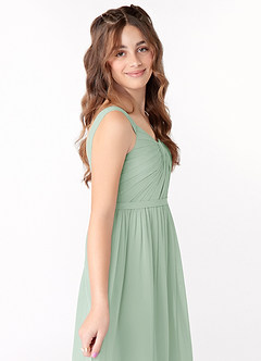 Azazie Evie Junior Vestido de Agave de Gasa de Corte En A con Plisado image4