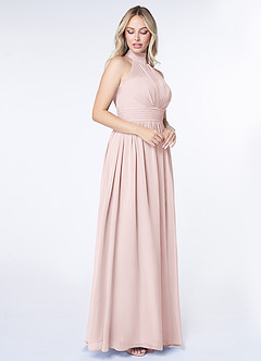 Azazie Iman Bridesmaid Dresses Blushing Pink A-Line A-Line Ruched Chiffon Dress image3