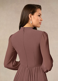 Azazie Adellah Mother of the Bride Dresses Espresso A-Line Pleated Chiffon Dress image4