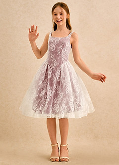 Azazie Cubbie Girls Formal Blumenmädchenkleider A-Linie Spitze Kleid Amethyst image5