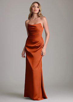 Azazie Lucille Bridesmaid Dresses Paprika Mermaid Strapless Stretch Satin Convertible Dress image1