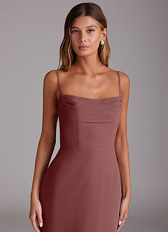 Azazie Saige Bridesmaid Dresses Desert Rose A-Line Off the Shoulder Chiffon Convertible Dress image2