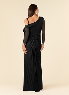 Azazie Marna Mother of the Bride Dresses Black Sheath One Shoulder Mesh Dress image2