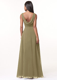 Azazie Karina Bridesmaid Dresses Moss Green A-Line Pleated Chiffon Dress image2