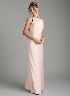 Azazie Aussie Bridesmaid Dresses Blushing Pink Sheath Pleated Stretch Satin Dress image5