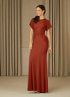 Azazie Adonna Mother of the Bride Dresses Rust Mermaid Lace Dress image2