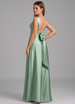 Azazie Beatrice Bridesmaid Dresses Agave A-Line Sweetheart Neckline Stretch Satin Dress image2