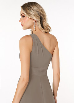 Azazie Dallas Jurken voor bruidsmeisjes Jurk van Chiffon met A-Lijn One-Shoulder Taupe image5