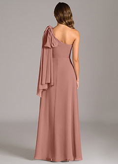 Azazie Tella Abiti da Damigella Abito A-Line in Chiffon Monospalla Cedro Rosa image7