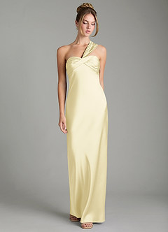 Azazie Margot Brautjungfernkleider Etui One-Shoulder Stretch-Satin Kleid Zitronensorbet image1