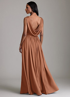 Azazie Novi Bridesmaid Dresses Bronzer A-Line with Pockets Stretch Satin Dress image2