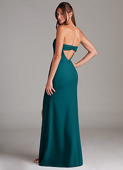 Azazie Leonis Bridesmaid Dresses Peacock Sheath Strapless Stretch Crepe Convertible Dress image3