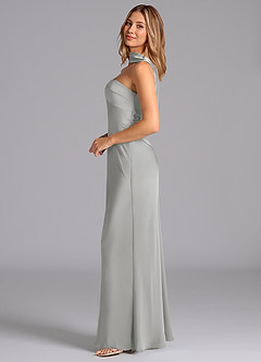 Azazie Lusinda Brudtärnklänningar Klä av Sjöjungfru i Stretch Satin Axelbandslös Silver image5