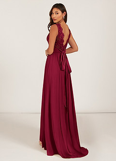 Azazie Gertrude Bridesmaid Dresses Burgundy A-Line Lace Chiffon Dress image5