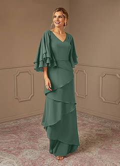 Azazie OHara Mother of the Bride Dresses Sea Moss A-Line V-Neck Chiffon Dress image1