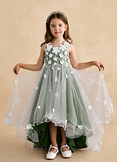 Azazie Celia Flower Girl Klänningar Klänning A-Line i Tyll Spets image4