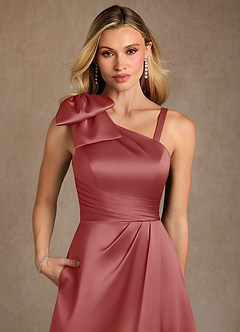 Azazie Easton Mother of the Bride Dresses Antique Rose A-Line One Shoulder Stretch Satin Dress image5