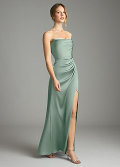 Azazie Leonis Bridesmaid Dresses Agave Mermaid Pleated Stretch Satin Convertible Dress image6