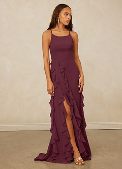 Christian Siriano Bridal for Azazie 1006 Bridesmaid Dresses Cabernet Mermaid Ruched Chiffon Dress image1