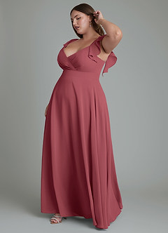 Azazie Leilani Bridesmaid Dresses Merlot A-Line Pleated Chiffon Dress image10