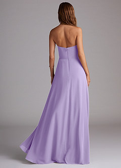 Azazie Wren Bridesmaid Dresses Lilac A-Line Side Slit Chiffon Convertible Dress image4