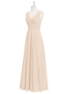 Azazie Flora Brautjungfernkleider A-Linie Plissee Chiffon Kleid Alabaster Weiß image9