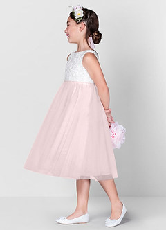 Azazie Udara Flower Girl Dresses Ball-Gown Lace Tulle Tea-Length Dress image3