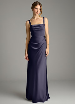 Azazie Alouette Bridesmaid Dresses Stormy Mermaid Pleated Stretch Satin Dress image3