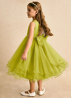 Azazie Lass Robe Demoiselle D'honneur Fillette Robe Trapèze en Tulle Nœud Citronnelle image3