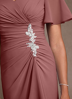 Azazie Suffolk vestidos de madre de la novia Vestido de Rosa Del Desierto de Gasa de Corte en A con Plisado image5