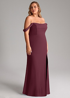 Azazie Saige Bridesmaid Dresses Cabernet A-Line Off the Shoulder Chiffon Convertible Dress image12