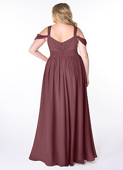 Azazie Lianne Bridesmaid Dresses Sangria A-Line Off the Shoulder Chiffon Dress image8